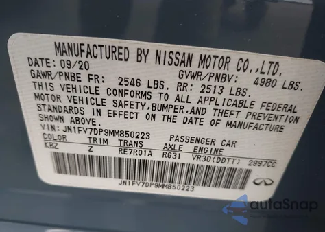 2021 Infiniti Q50 Red Sport 400 from USA, damaged, VIN JN1FV7DP9MM850223